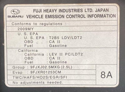 2009 Subaru Impreza Sedan 2.5i Premium 4-Door Manual